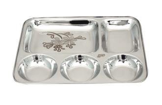 Steel Laser Art Dinner Plate, Color : Silver