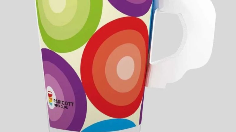 Printed 200ml Handle Paper Cup, For Coffee, Cold Drinks, Tea, Feature : Color Coated, Custom Design