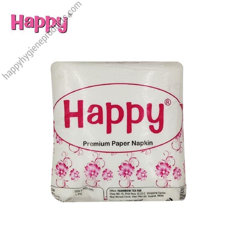 White Happy Soft Paper Napkin, For Hygiene, Pattern : Plain
