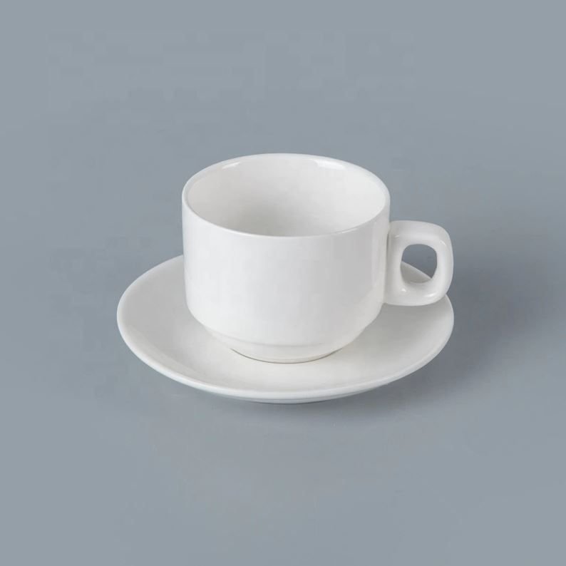 White Plain Ceramic Cup And Saucer, Size : Regular