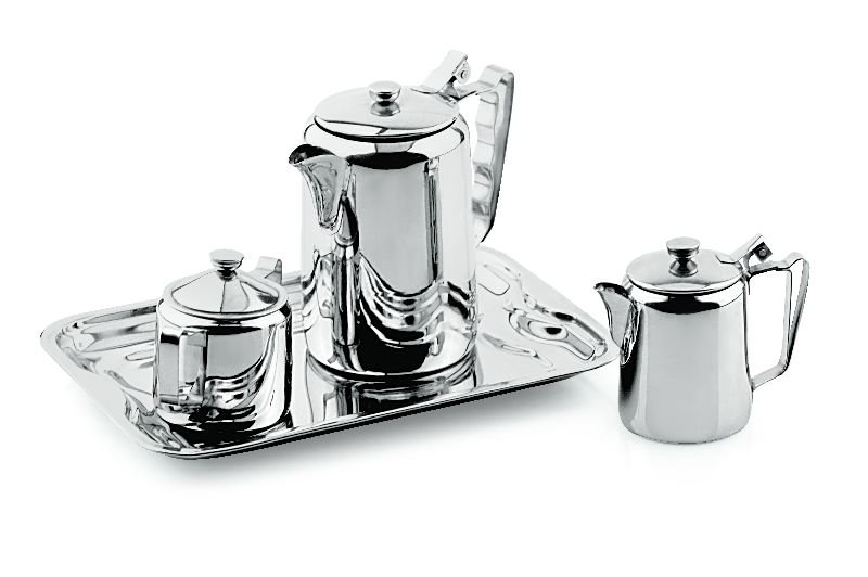 Stainless Steel Tea Set, Pattern : Plain, Color : Silver