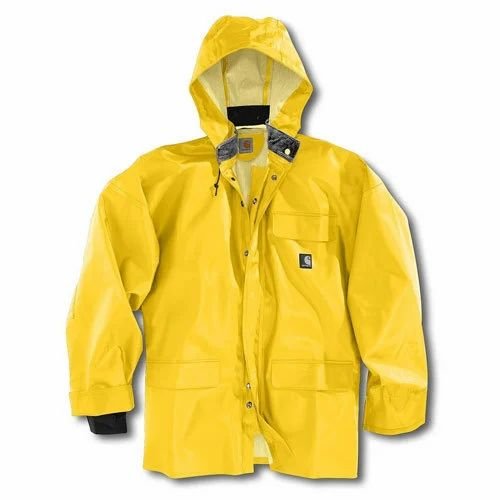 Yellow Full Sleeve Polyester Plain Waterproof Raincoat