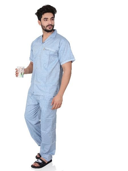 Half Sleeve Mens Cotton Night Suit