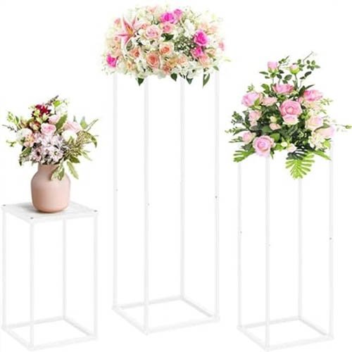 White Metal Flower Vases